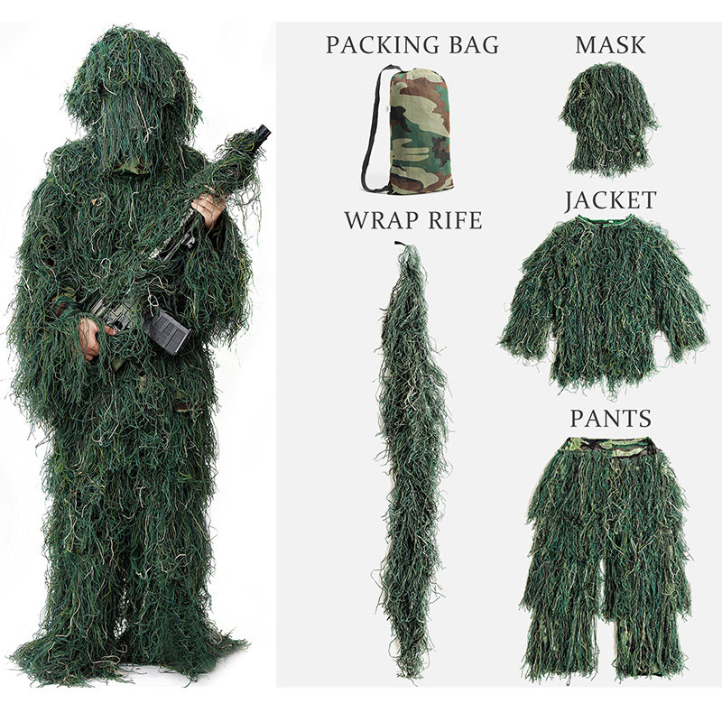 Ghillie Suit Woodland - 5 pçs adulto ghillie terno crianças