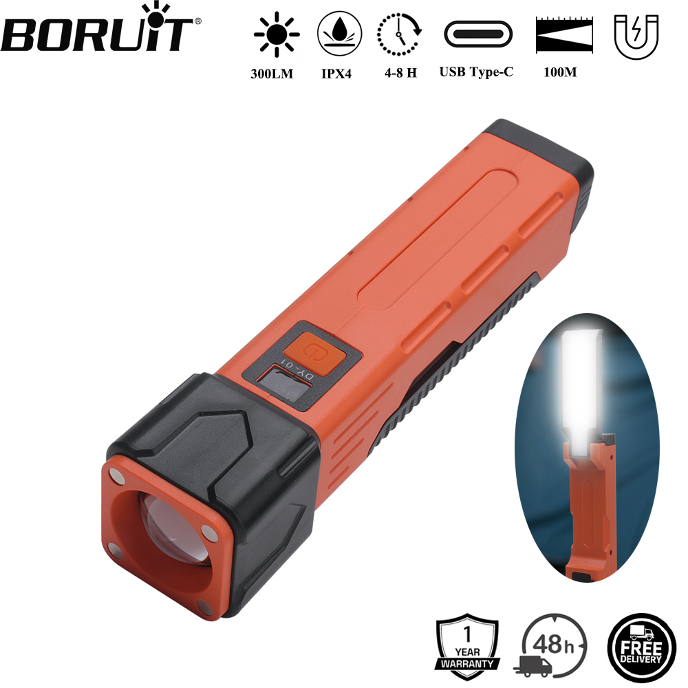 Tactical Flashlight Rechargeable - Boruit 300lm led luz de trabalho