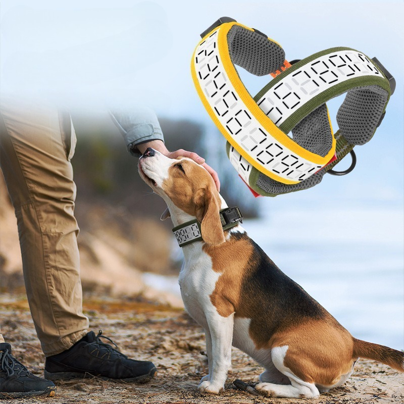 Outdoor Hunting Dog Collar - Coleira Refletiva para Cães Grandes, Ajustável