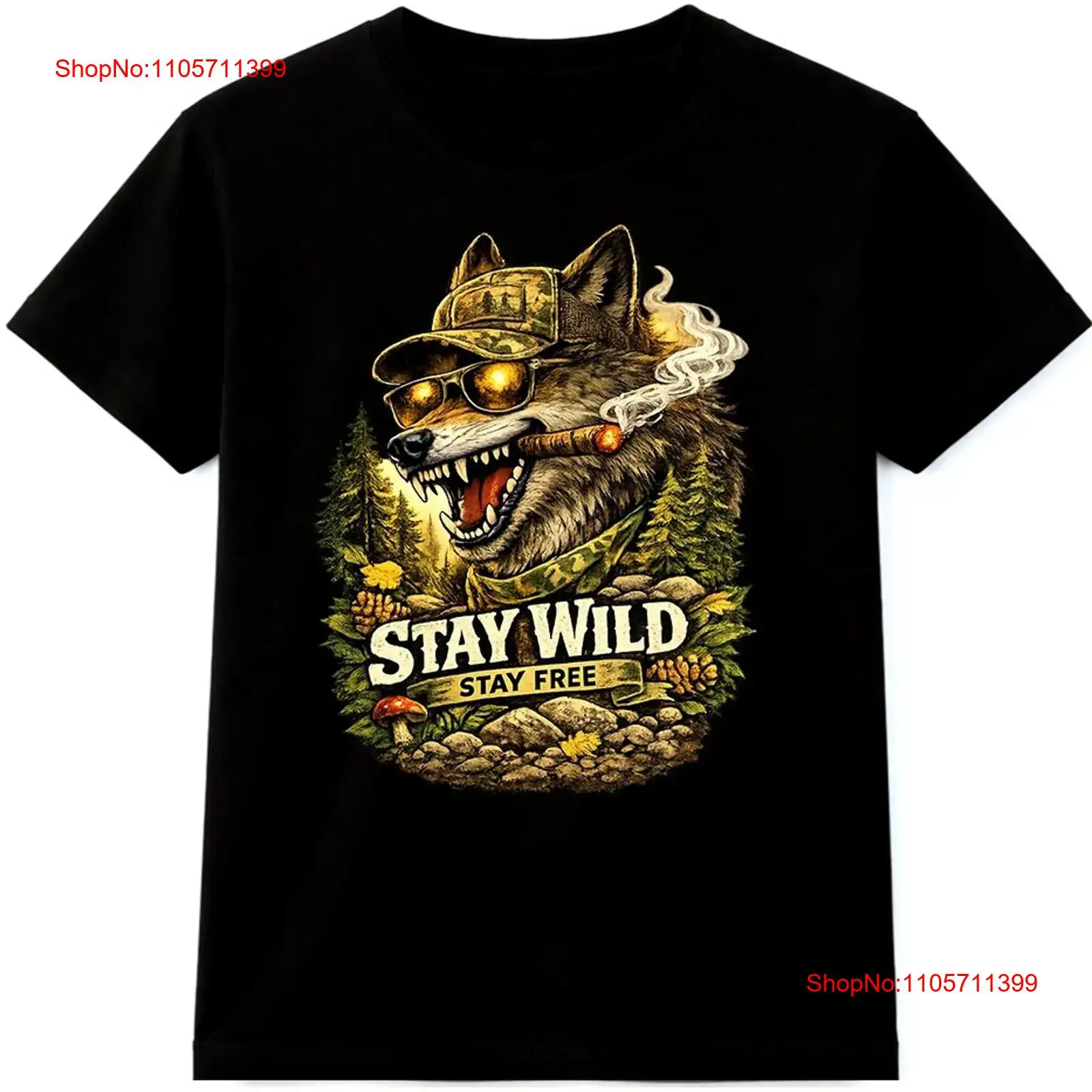 Wildman Hunting & Outdoor Robertson Photos - Camiseta Wolf Stay Wild Free para