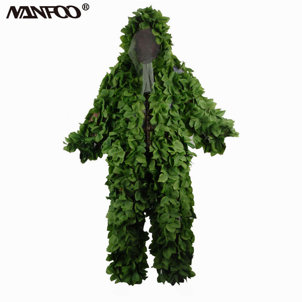Ghillie Suit Woodland - Flor pegajosa camuflagem biônica folhas verdes