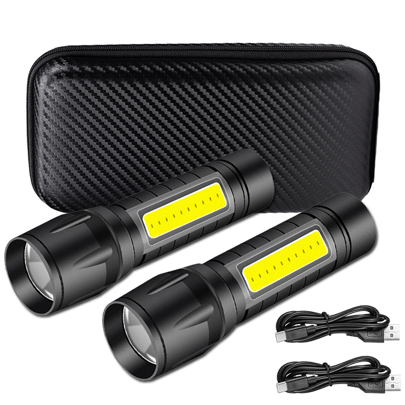 Tactical Flashlight Rechargeable - Portátil cob + led luz de