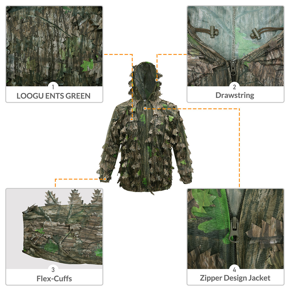 Caça ao ar livre adulto folhas - Ghillie Suit Woodland avaliação e preço
