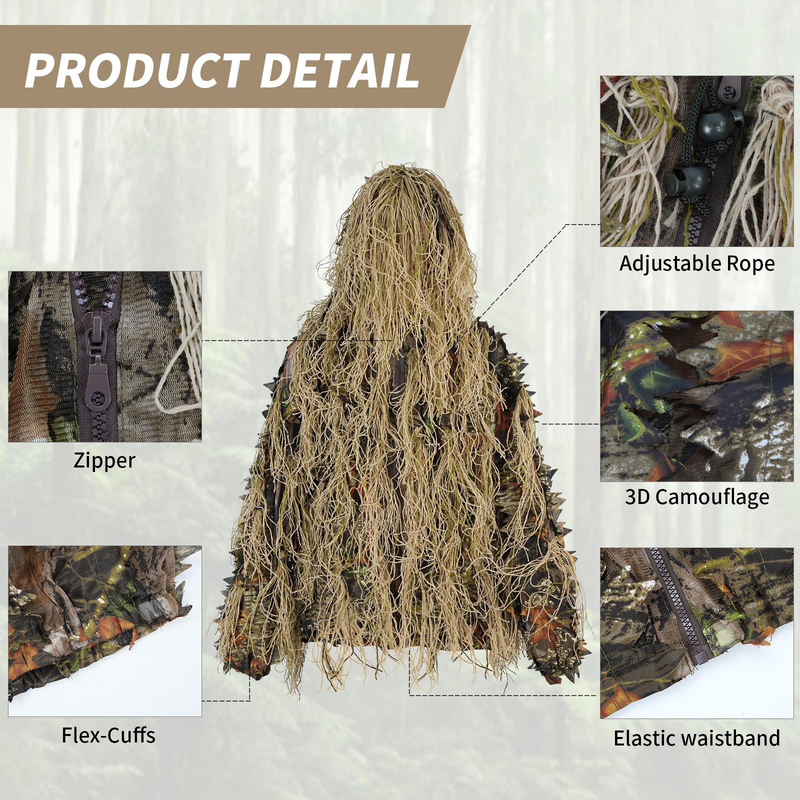 Joaxor ghillie terno gilly caç - Ghillie Suit Woodland avaliação e preço