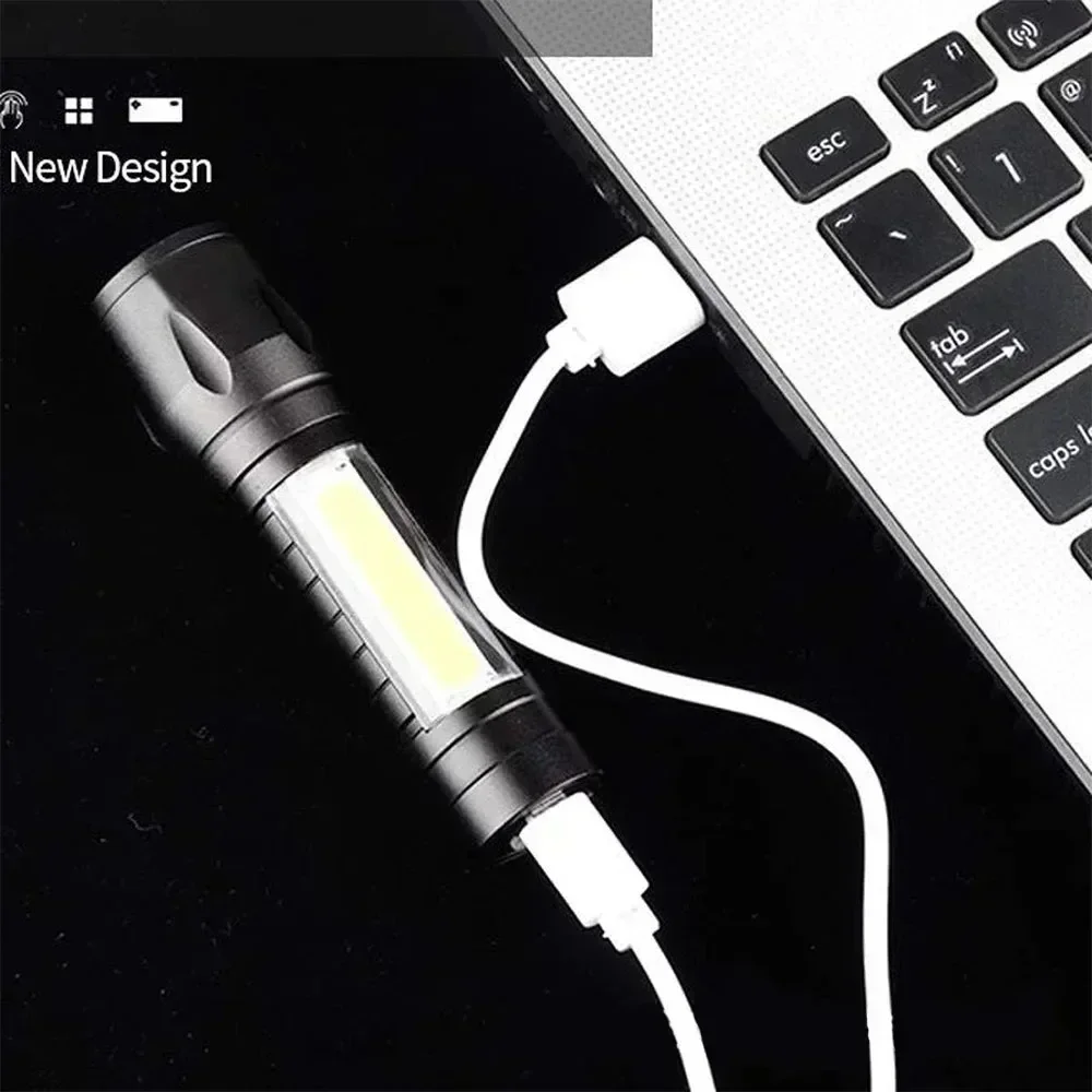 Portátil cob + led luz de acam - Tactical Flashlight Rechargeable avaliação e preço