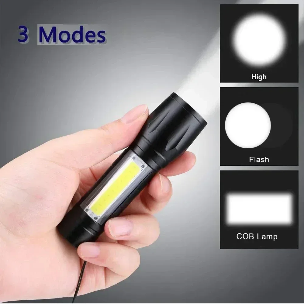 Portátil cob + led luz de acam - Tactical Flashlight Rechargeable avaliação e preço